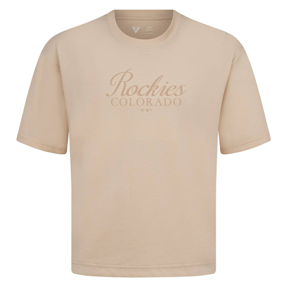 Colorado Rockies Levelwear Ethereal Oversized Luxe Signature Knit T-Shirt - Khaki