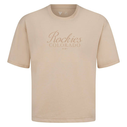 Colorado Rockies Levelwear Ethereal Oversized Luxe Signature Knit T-Shirt - Khaki