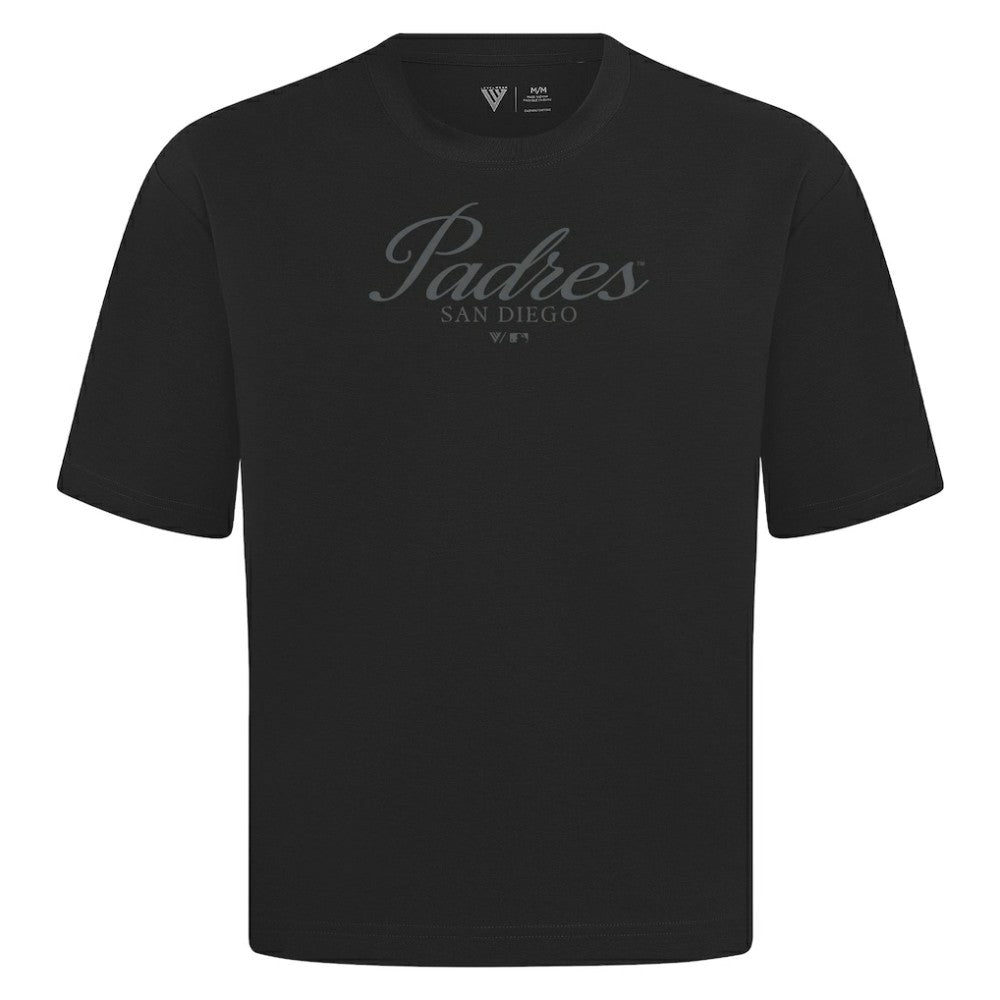 San Diego Padres Levelwear Ethereal Oversized Luxe Signature Knit T-Shirt - Black