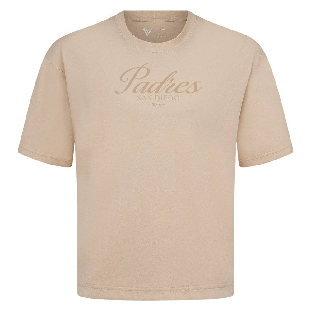 San Diego Padres Levelwear Ethereal Oversized Luxe Signature Knit T-Shirt - Khaki