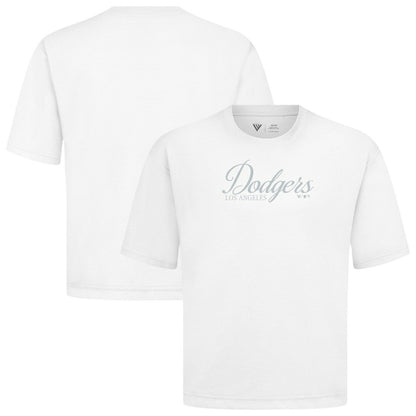 Los Angeles Dodgers Levelwear Ethereal Oversized Luxe Signature Knit T-Shirt - White