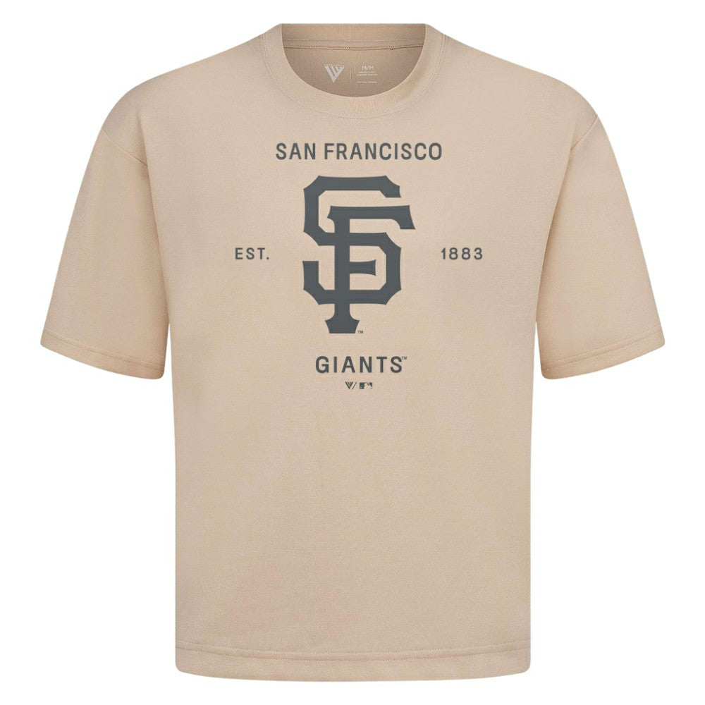 San Francisco Giants Levelwear Crossway Oversized Luxe Signature Knit T-Shirt - Khaki