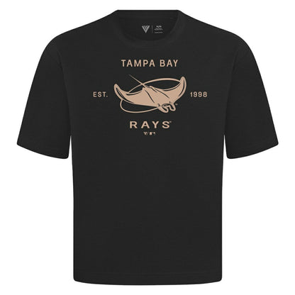 Tampa Bay Rays Levelwear Crossway Oversized Luxe Signature Knit T-Shirt - Black