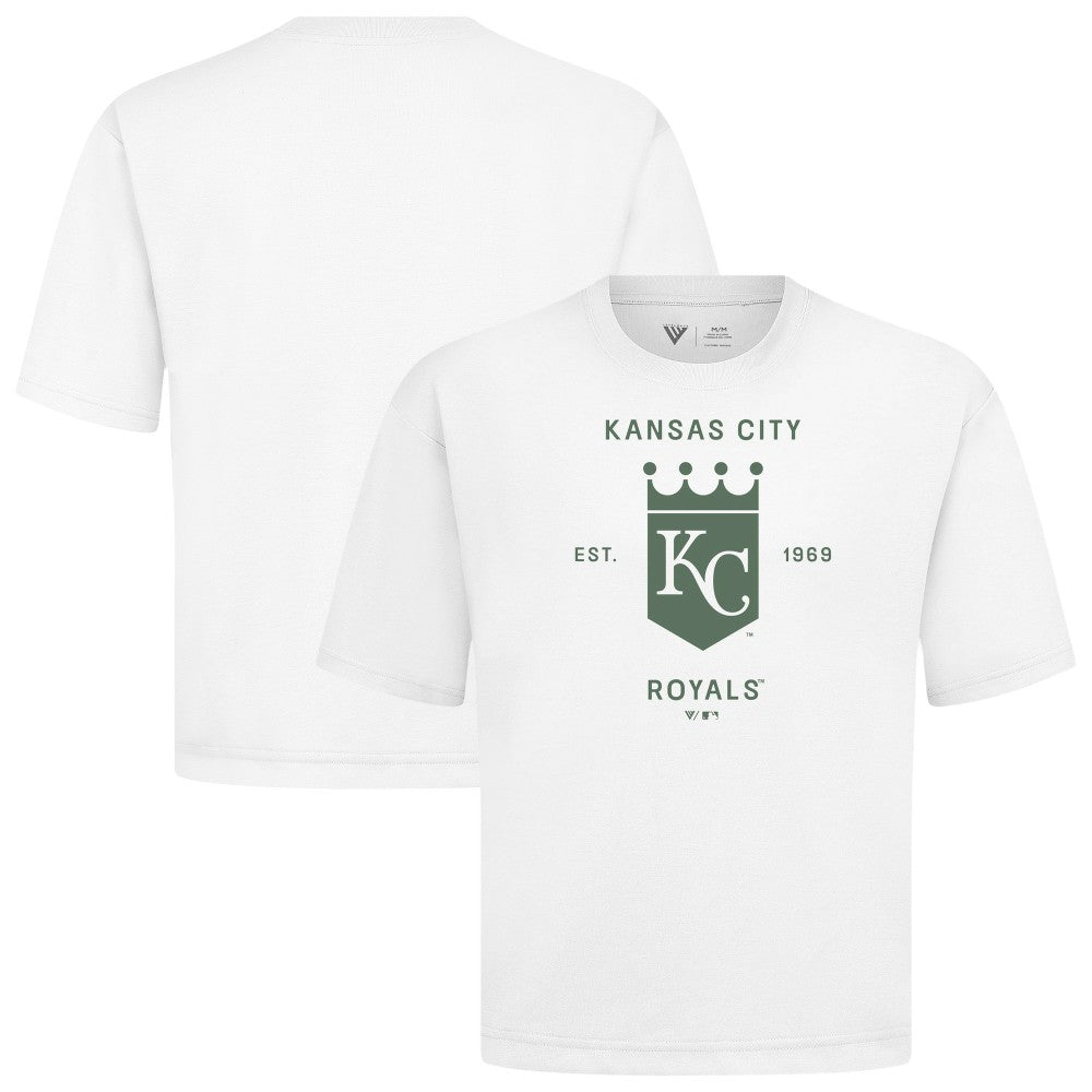Kansas City Royals Levelwear Crossway Oversized Luxe Signature Knit T-Shirt - White