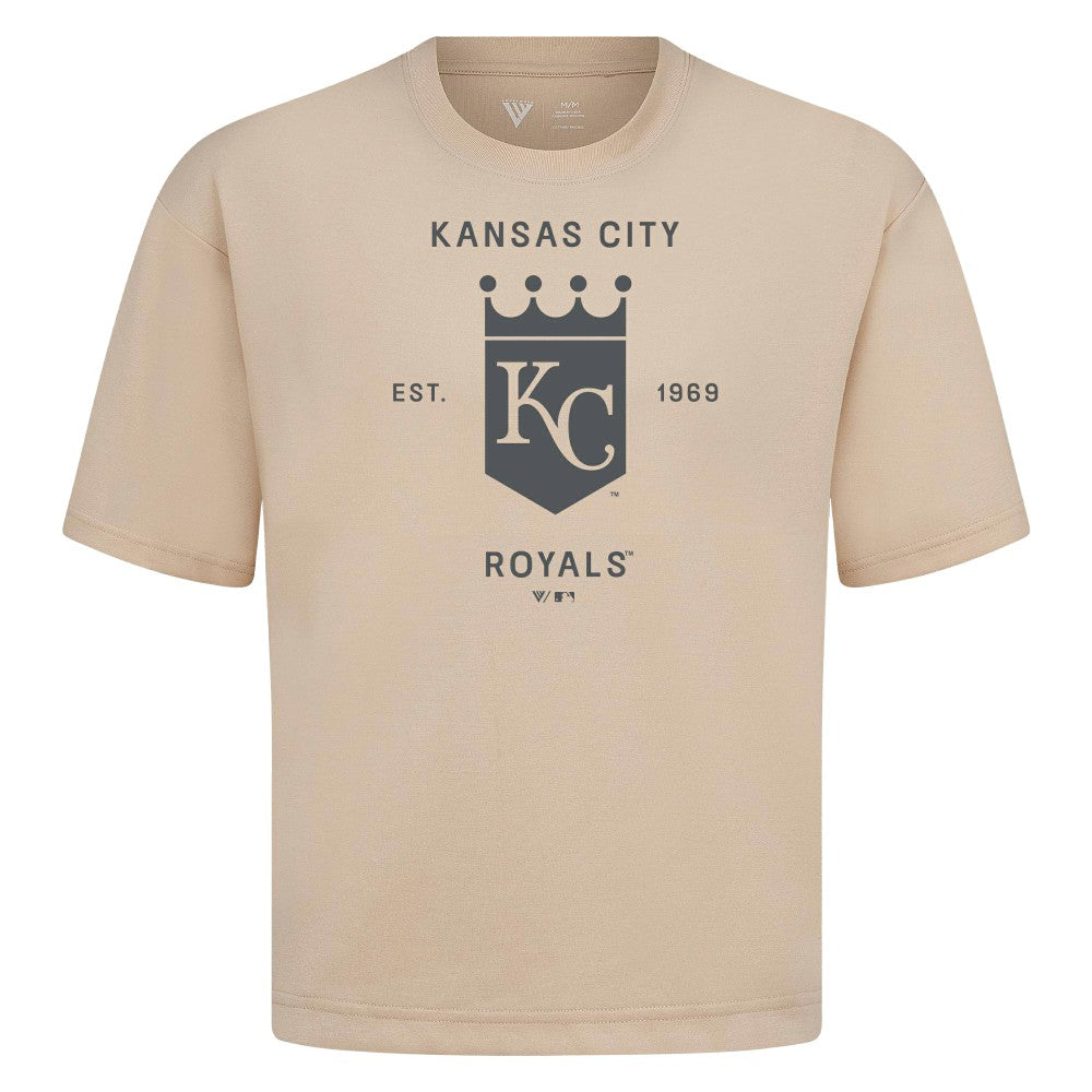 Kansas City Royals Levelwear Crossway Oversized Luxe Signature Knit T-Shirt - Khaki