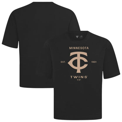 Minnesota Twins Levelwear Crossway Oversized Luxe Signature Knit T-Shirt - Black