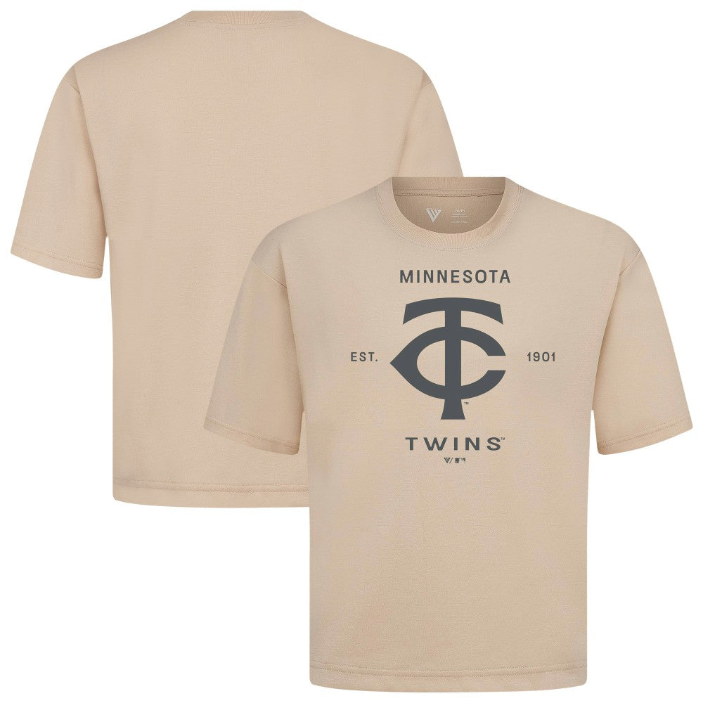 Minnesota Twins Levelwear Crossway Oversized Luxe Signature Knit T-Shirt - Khaki