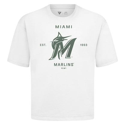 Miami Marlins Levelwear Crossway Oversized Luxe Signature Knit T-Shirt - White