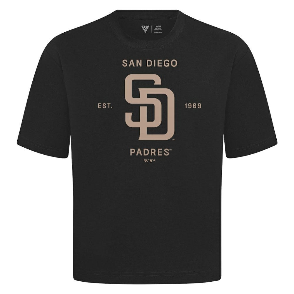 San Diego Padres Levelwear Crossway Oversized Luxe Signature Knit T-Shirt - Black