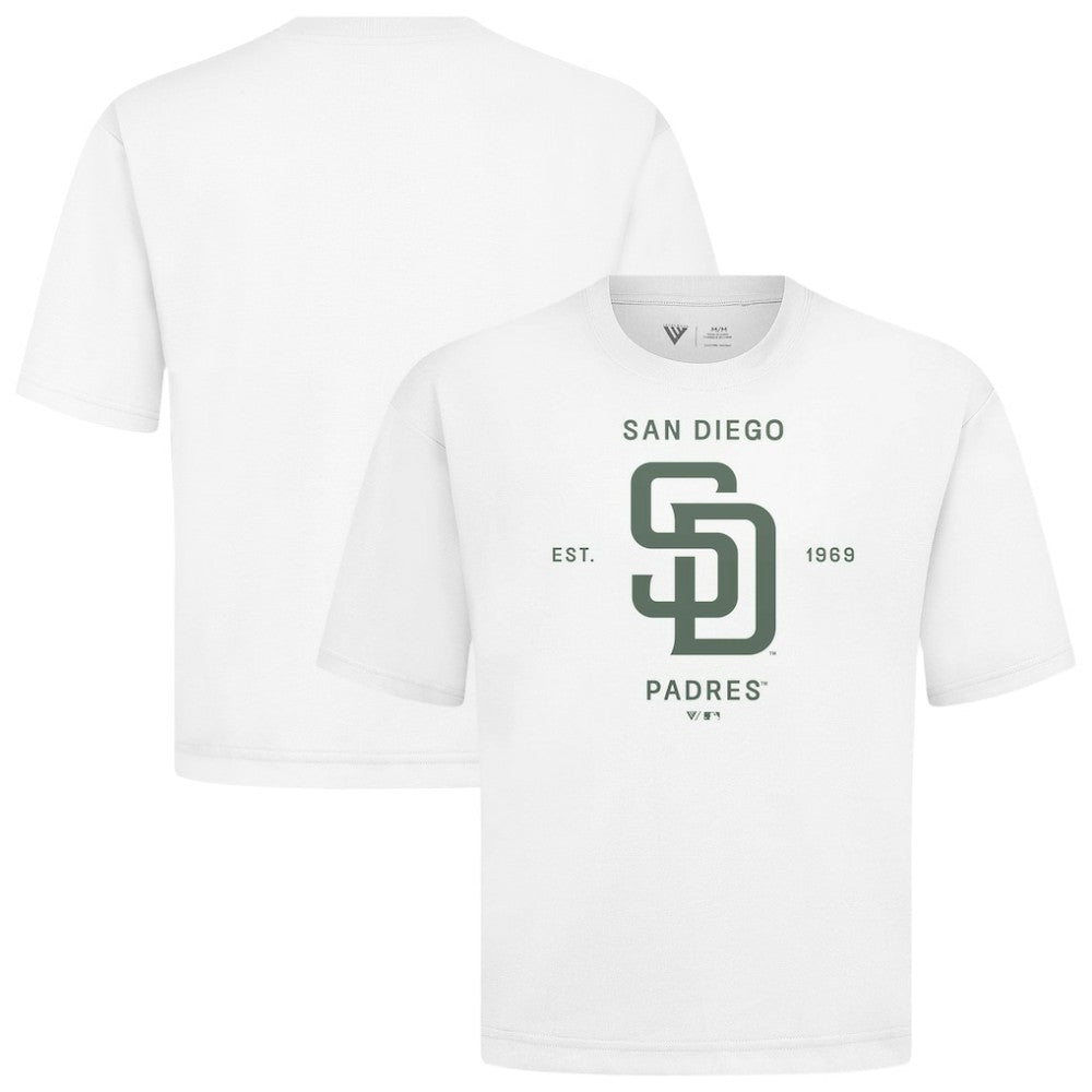 San Diego Padres Levelwear Crossway Oversized Luxe Signature Knit T-Shirt - White