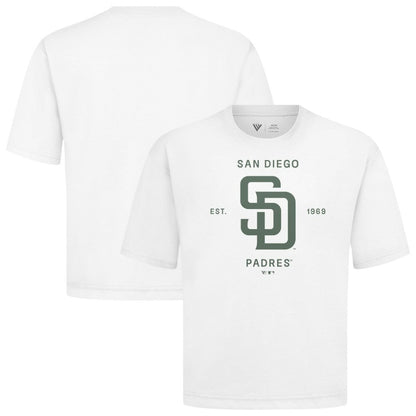 San Diego Padres Levelwear Crossway Oversized Luxe Signature Knit T-Shirt - White