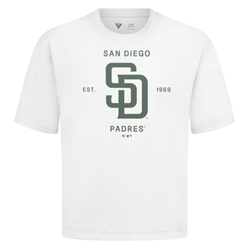 San Diego Padres Levelwear Crossway Oversized Luxe Signature Knit T-Shirt - White
