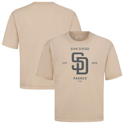 San Diego Padres Levelwear Crossway Oversized Luxe Signature Knit T-Shirt - Khaki