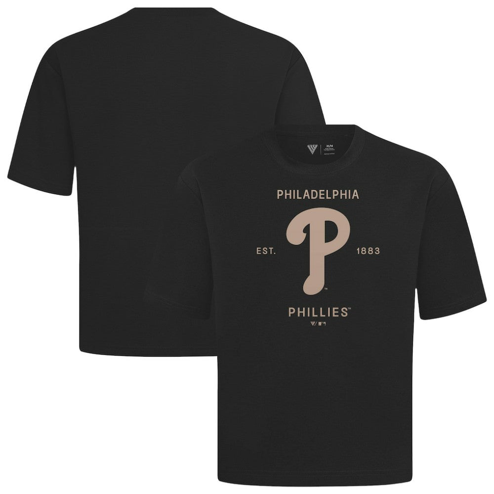 Philadelphia Phillies Levelwear Crossway Oversized Luxe Signature Knit T-Shirt - Black