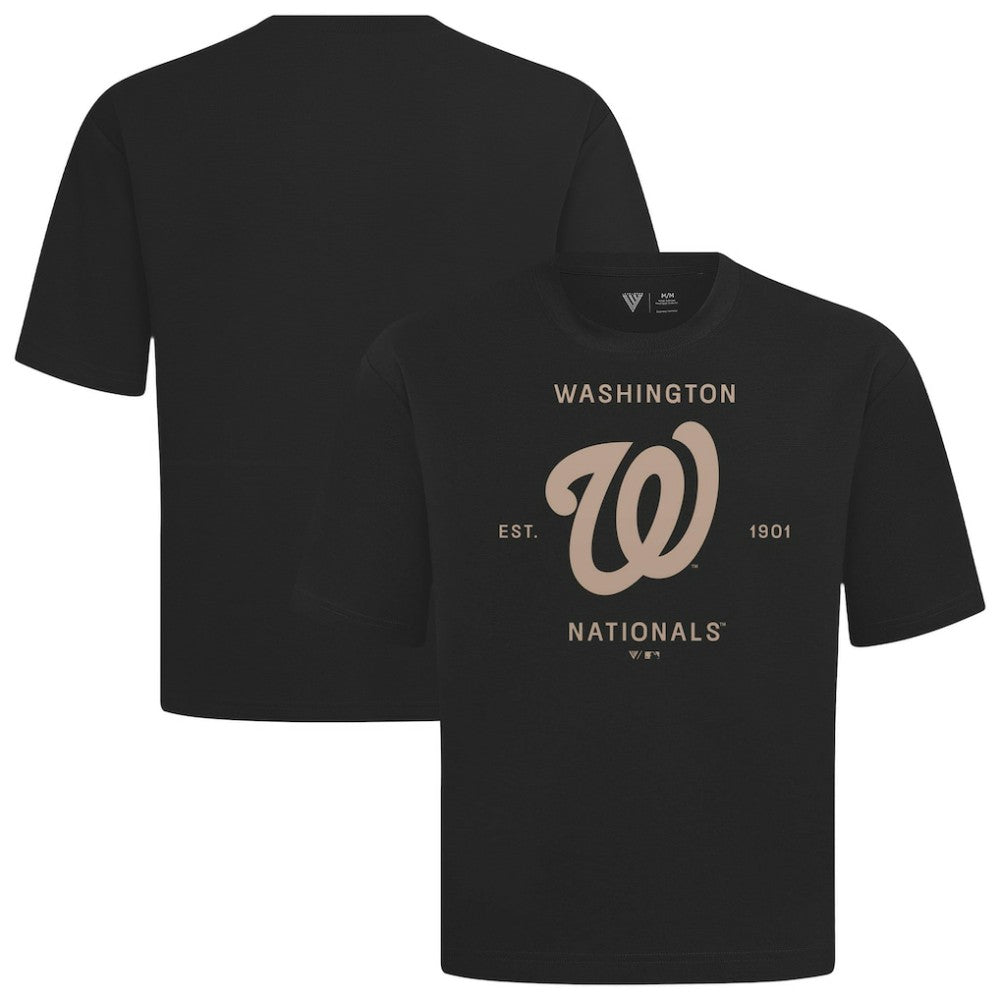 Washington Nationals Levelwear Crossway Oversized Luxe Signature Knit T-Shirt - Black
