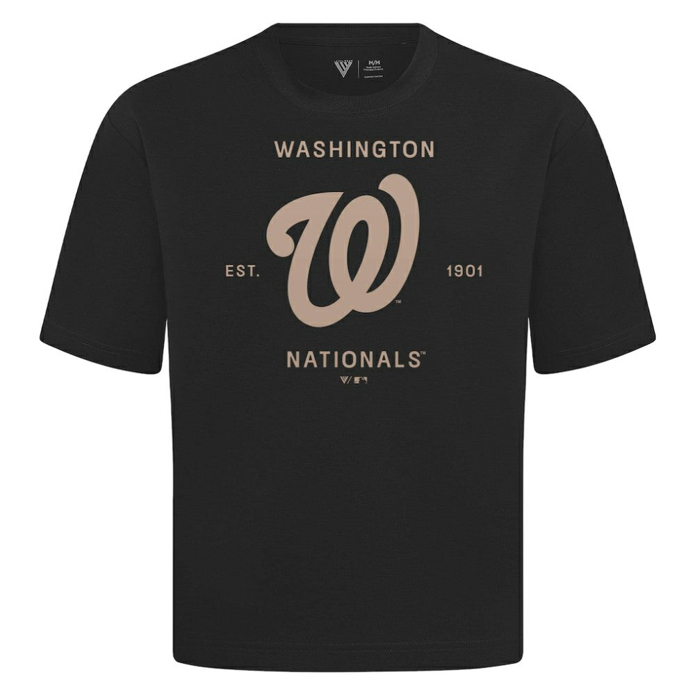 Washington Nationals Levelwear Crossway Oversized Luxe Signature Knit T-Shirt - Black