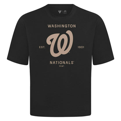 Washington Nationals Levelwear Crossway Oversized Luxe Signature Knit T-Shirt - Black