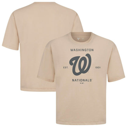Washington Nationals Levelwear Crossway Oversized Luxe Signature Knit T-Shirt - Khaki