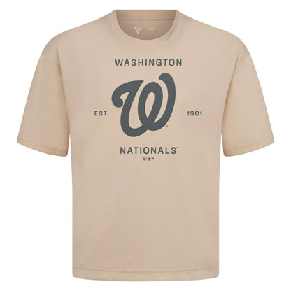 Washington Nationals Levelwear Crossway Oversized Luxe Signature Knit T-Shirt - Khaki