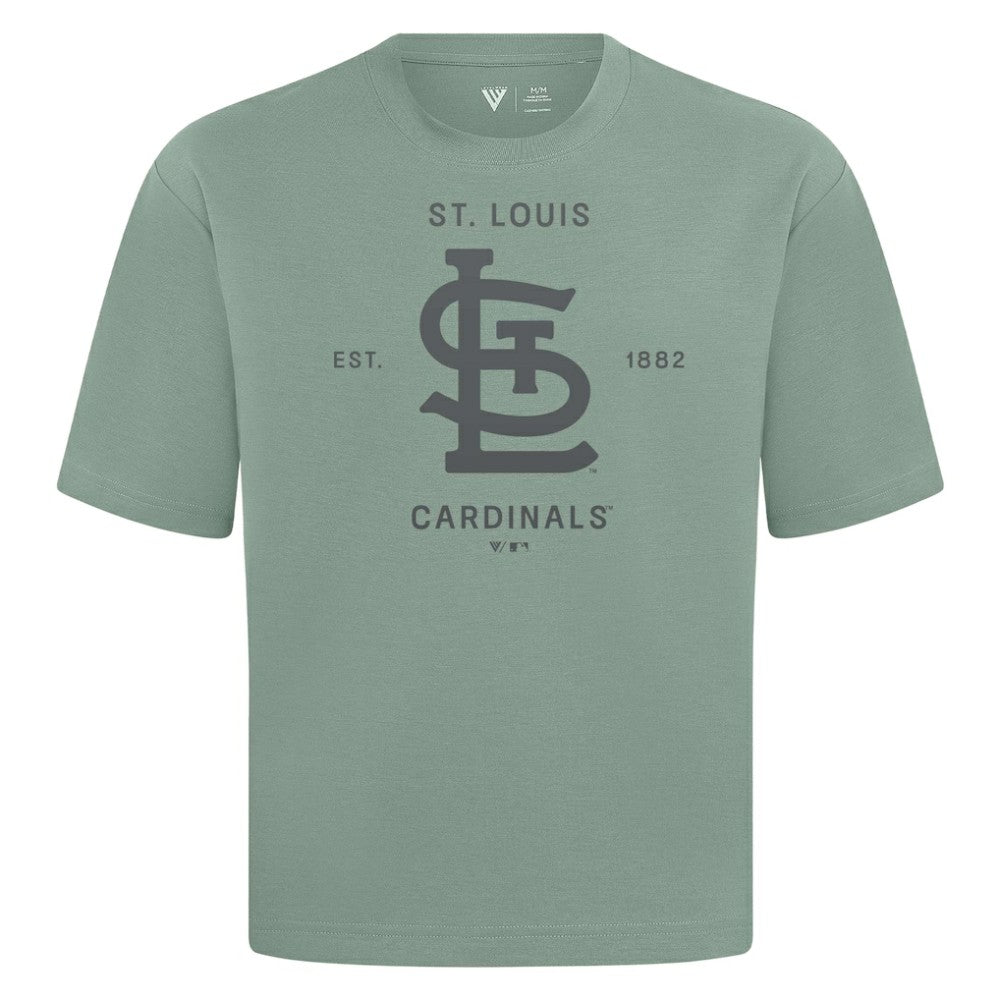 St. Louis Cardinals Levelwear Crossway Oversized Luxe Signature Knit T-Shirt - Green