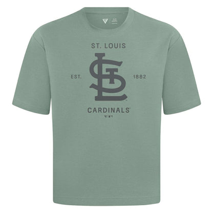 St. Louis Cardinals Levelwear Crossway Oversized Luxe Signature Knit T-Shirt - Green