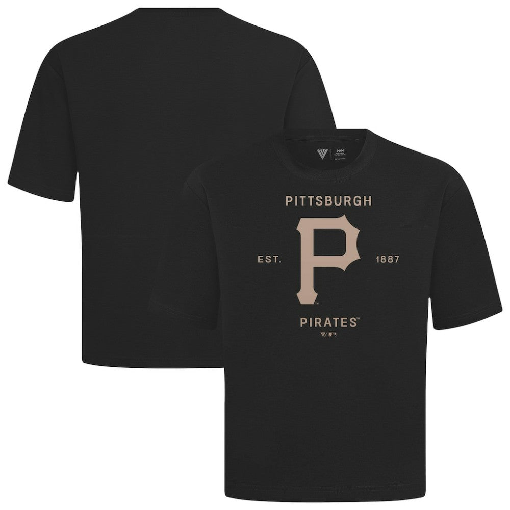 Pittsburgh Pirates Levelwear Crossway Oversized Luxe Signature Knit T-Shirt - Black