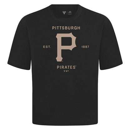 Pittsburgh Pirates Levelwear Crossway Oversized Luxe Signature Knit T-Shirt - Black
