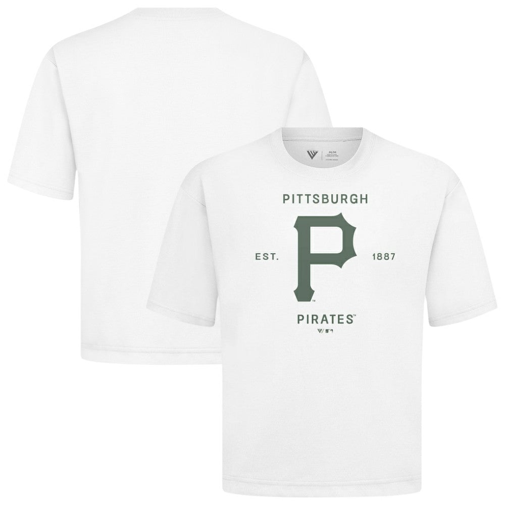 Pittsburgh Pirates Levelwear Crossway Oversized Luxe Signature Knit T-Shirt - White