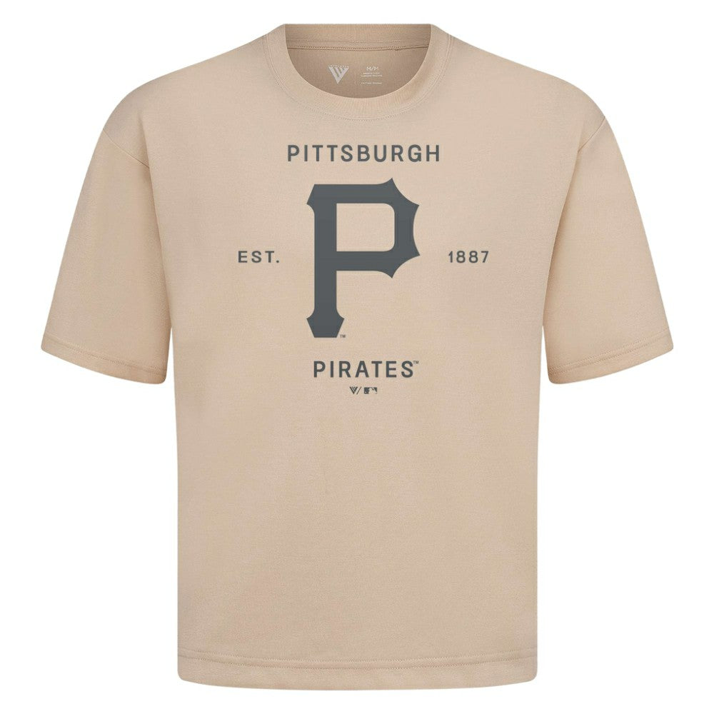 Pittsburgh Pirates Levelwear Crossway Oversized Luxe Signature Knit T-Shirt - Khaki