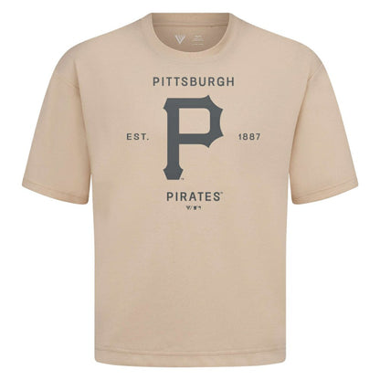 Pittsburgh Pirates Levelwear Crossway Oversized Luxe Signature Knit T-Shirt - Khaki