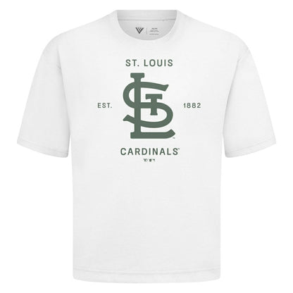 St. Louis Cardinals Levelwear Crossway Oversized Luxe Signature Knit T-Shirt - White