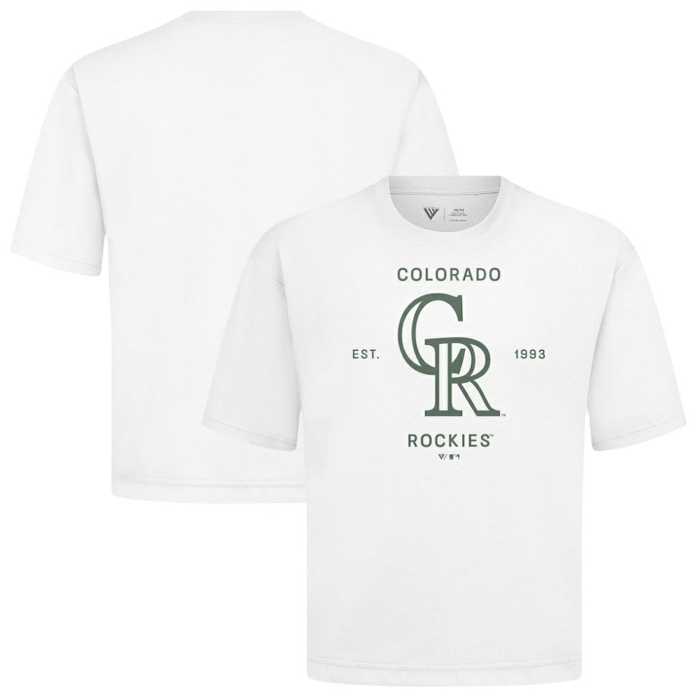 Colorado Rockies Levelwear Crossway Oversized Luxe Signature Knit T-Shirt - White