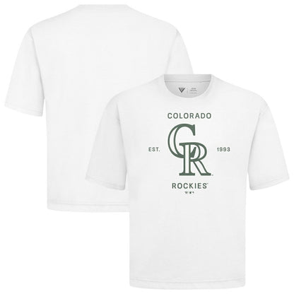 Colorado Rockies Levelwear Crossway Oversized Luxe Signature Knit T-Shirt - White