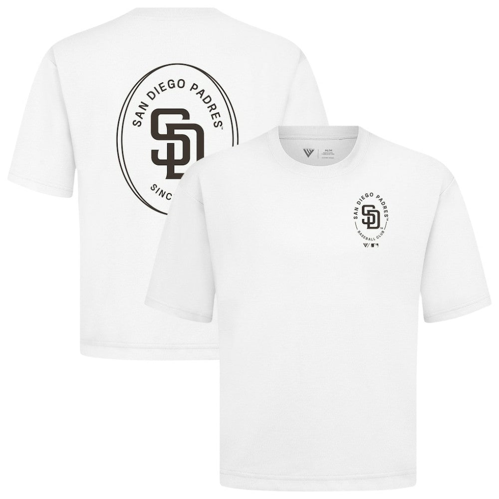 San Diego Padres Levelwear Signet Oversized Luxe Signature Knit T-Shirt - White