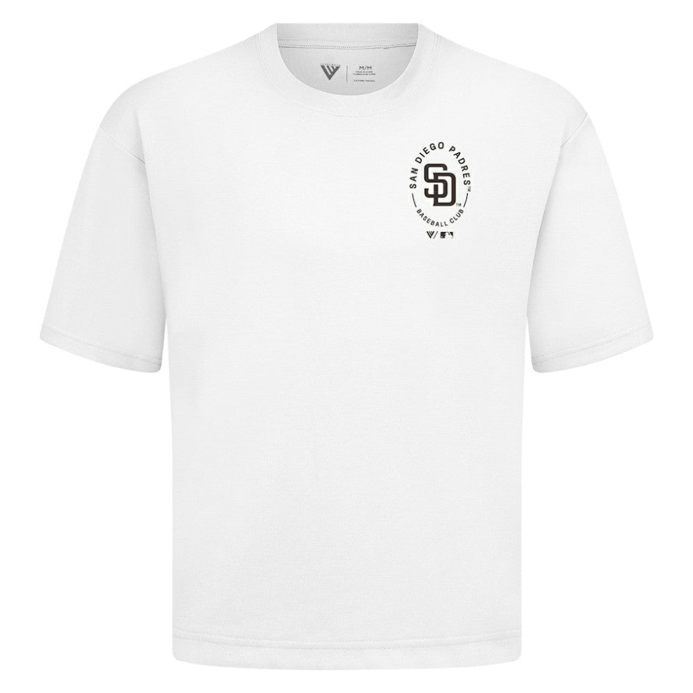 San Diego Padres Levelwear Signet Oversized Luxe Signature Knit T-Shirt - White