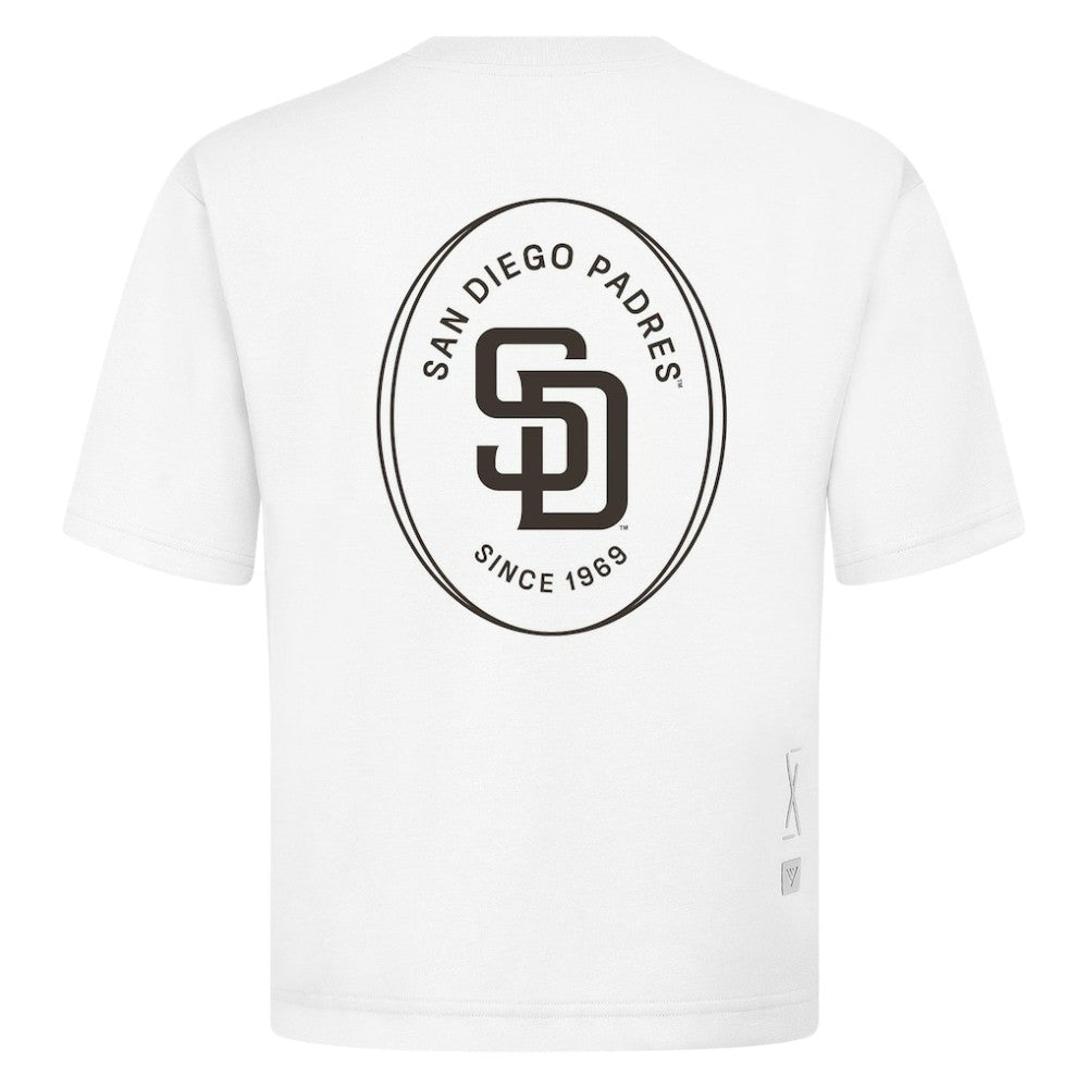 San Diego Padres Levelwear Signet Oversized Luxe Signature Knit T-Shirt - White