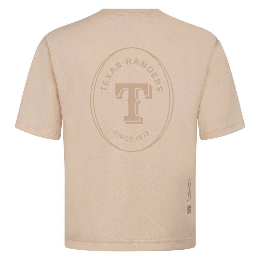 Texas Rangers Levelwear Signet Oversized Luxe Signature Knit T-Shirt - Khaki