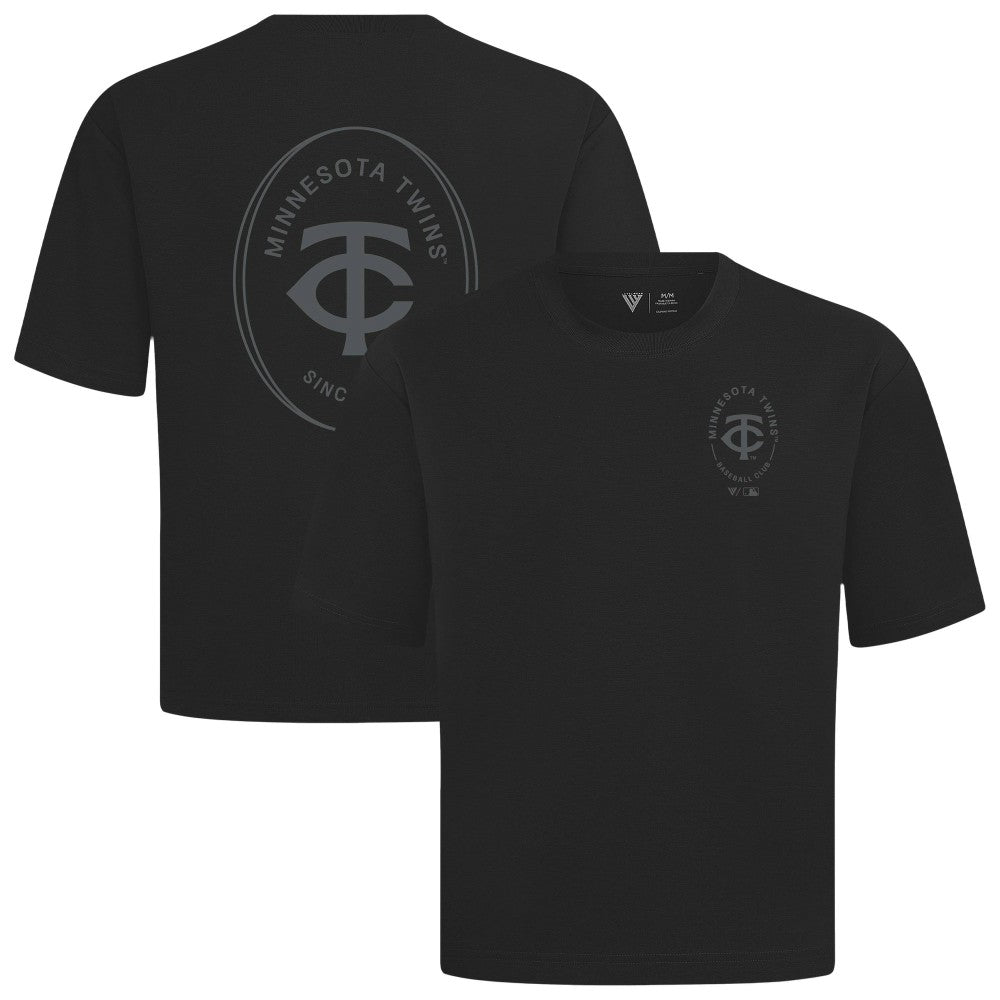 Minnesota Twins Levelwear Register Oversized Luxe Signature Knit T-Shirt - Black