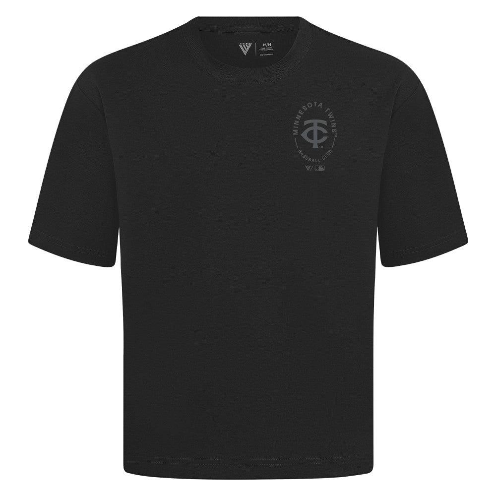 Minnesota Twins Levelwear Register Oversized Luxe Signature Knit T-Shirt - Black