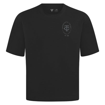 Minnesota Twins Levelwear Register Oversized Luxe Signature Knit T-Shirt - Black