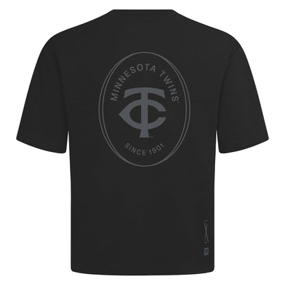 Minnesota Twins Levelwear Register Oversized Luxe Signature Knit T-Shirt - Black