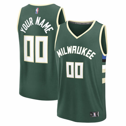 Milwaukee Bucks Youth Fast Break Custom Replica Jersey - Green - Icon Edition | Fanatics sale