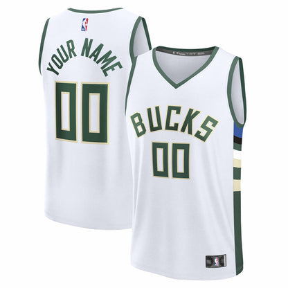 Milwaukee Bucks Fast Break Custom Jersey - Association Edition - White | Fanatics outlet