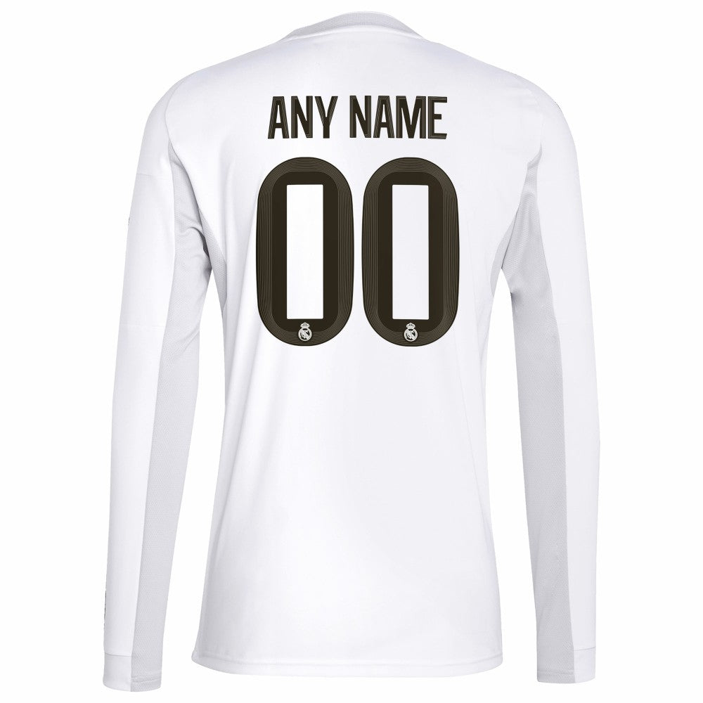 Real Madrid 2025/26 Home Replica Long Sleeve Custom Jersey - White | Adidas on sale