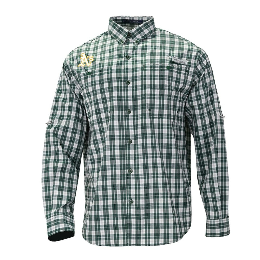 Athletics Super Tamiami Omni-Shade Long Sleeve Button-Down Shirt - Green | Columbia
