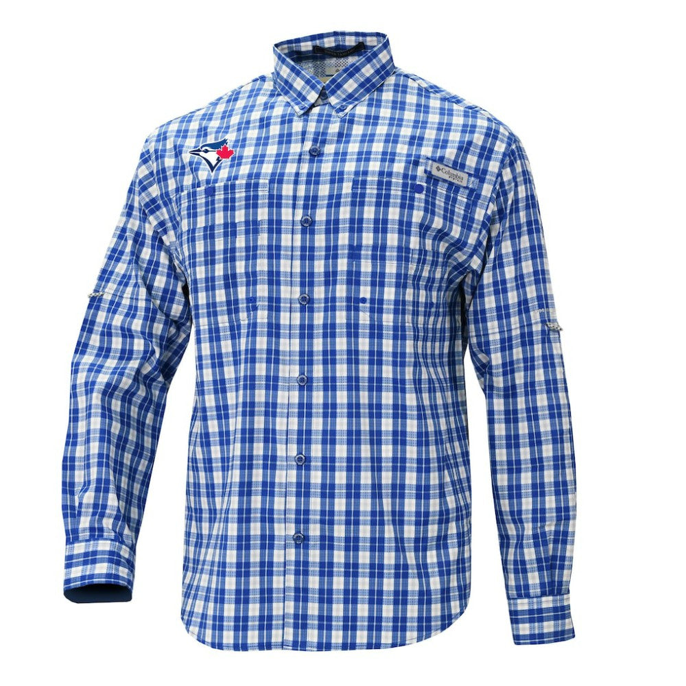 Toronto Blue Jays Super Tamiami Omni-Shade Long Sleeve Button-Down Shirt - Royal | Columbia