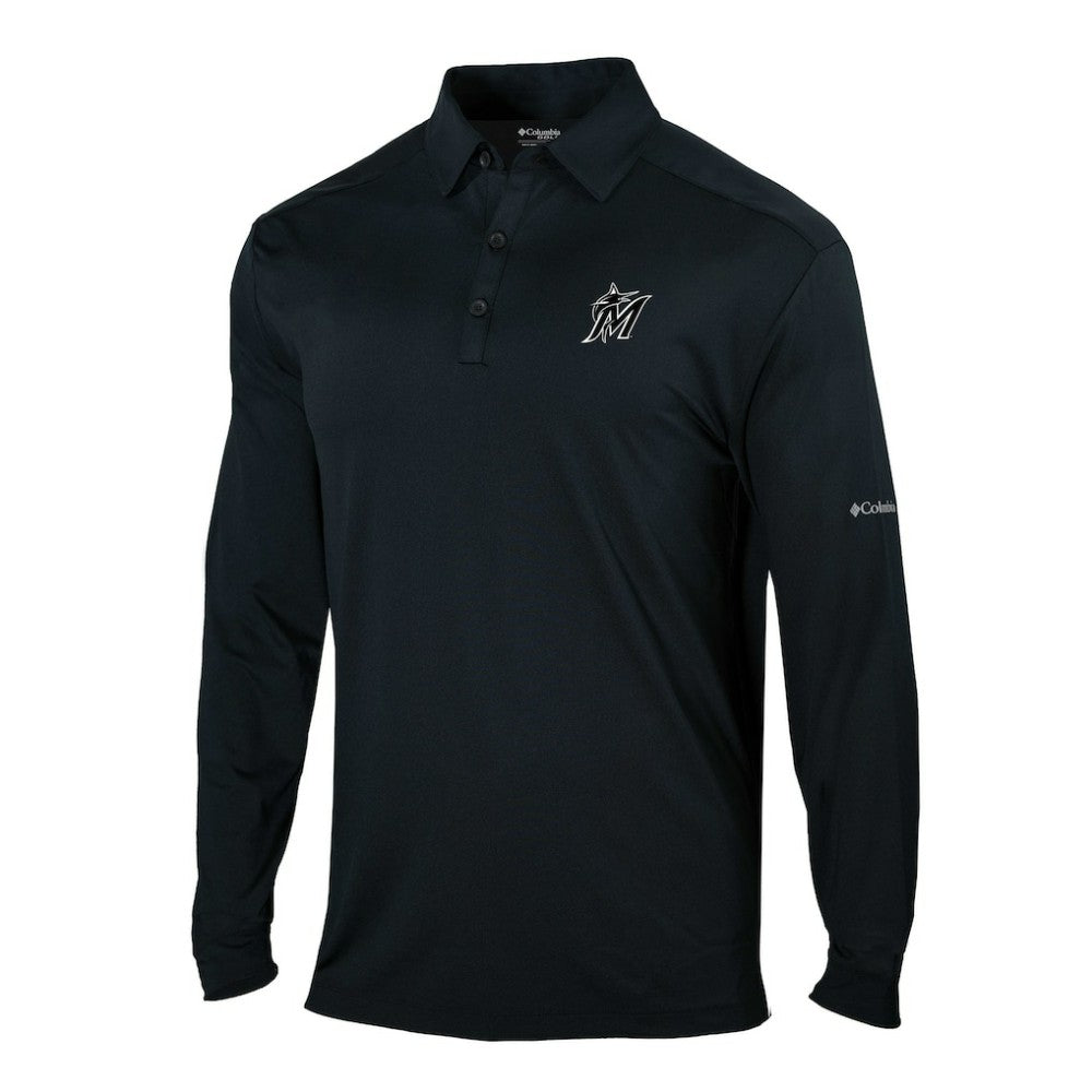 Miami Marlins Omni-Wick Pin High Long Sleeve Polo - Black | Columbia