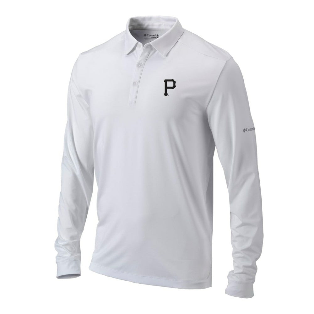 Pittsburgh Pirates Omni-Wick Pin High Long Sleeve Polo - White | Columbia