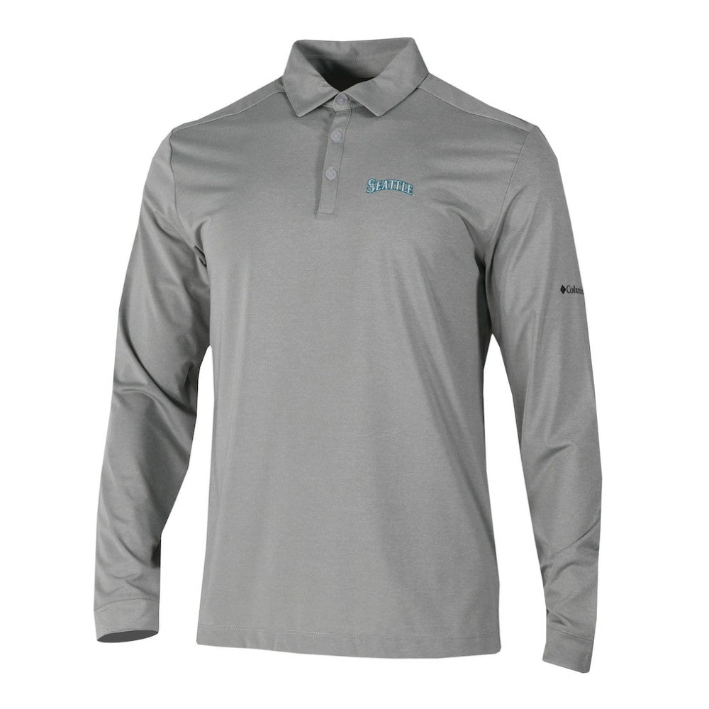 Seattle Mariners Omni-Wick Pin High Long Sleeve Polo - Gray | Columbia