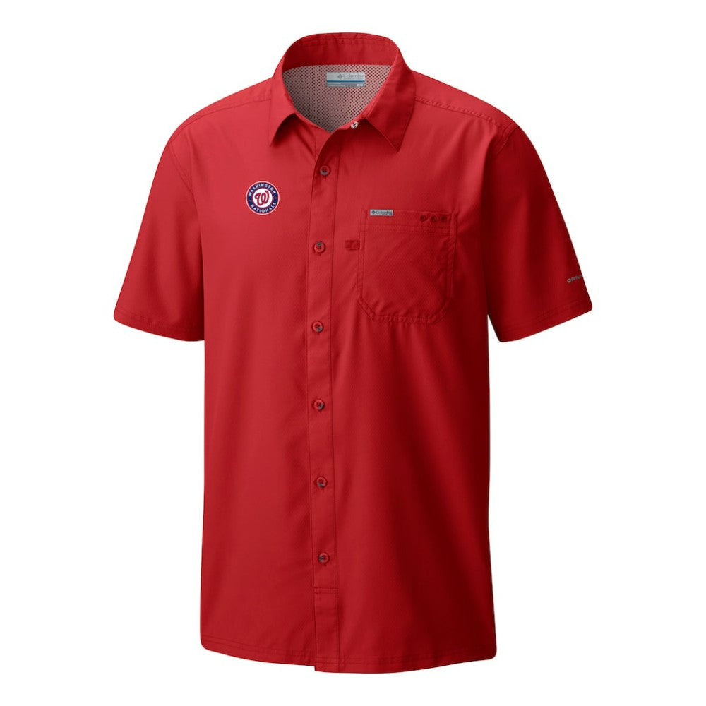 Washington Nationals Slack Tide Omni-Wick Button-Up Camp Shirt - Red | Columbia